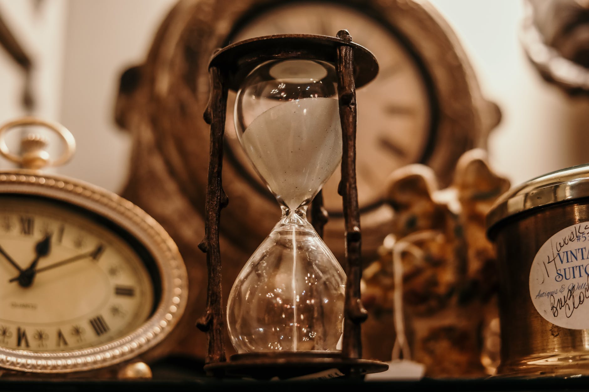shallow focus of clear hourglass